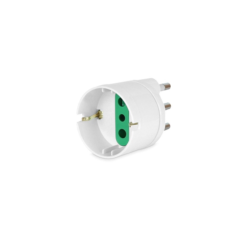 Adattatore Spina 16A 2P+T - Presa Schuko 10A 2P+T, colore bianco