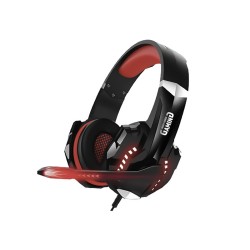 Cuffie e microfono gaming con attacco USB e jack audio da 3,5mm colore nero/rosso