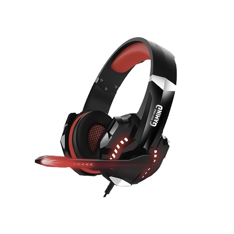 Cuffie e microfono gaming con attacco USB e jack audio da 3,5mm colore nero/rosso