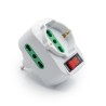 MACH POWER Adattatore rotante con spina 10A, con 2 prese 16A 2P+T bipasso e 1 presa bipasso/schuko