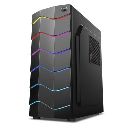 Case gaming con 1 ventola RGB, 3 porte USB, 1 strip a LED RGB con pannello laterale in vetro temperato