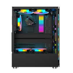 Mach power Case gaming con 4 ventole ARGB, 3 porte USB 3.0, con pannello laterale e frontale in vetro temperato