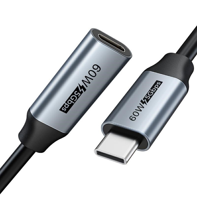CABLETIME Cavo prolunga HighSpeed USB-C a USB-C PD60W, colore nero, lunghezza 0,5 metri