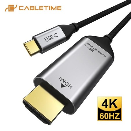 Cavo adattatore da USB-C a HDMI 4k/60Hz, colore argento, lunghezza 1,8 metri