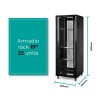 Rack a pavimento 22 unità 600x600x1100 con 2 ventole, 4 ruote e 4 montanti, laterali removibili, colore nero