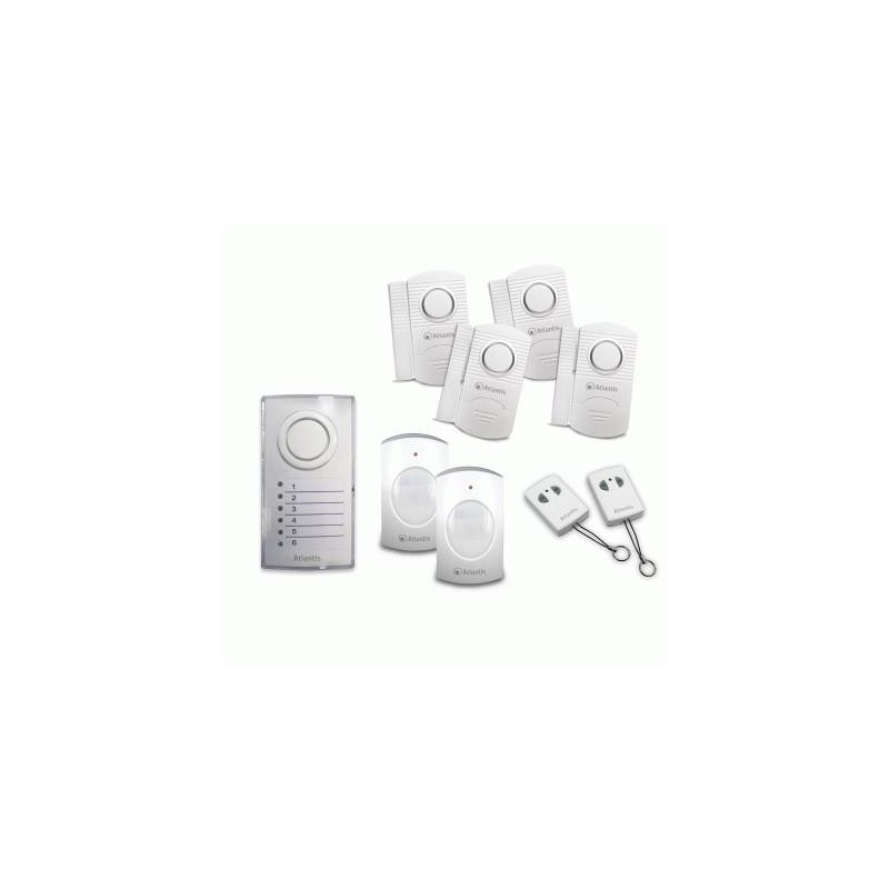 ALLARM ATLANTIS KIT A09-VA-E200-KIT EASY CORDLESS CENTRALINA CON SIRENA +4 SENS.APERTURA +2 SENS.MOVIM. +2 RADIOCOM.