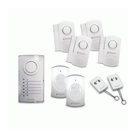 ALLARM ATLANTIS KIT A09-VA-E200-KIT EASY CORDLESS CENTRALINA CON SIRENA +4 SENS.APERTURA +2 SENS.MOVIM. +2 RADIOCOM.