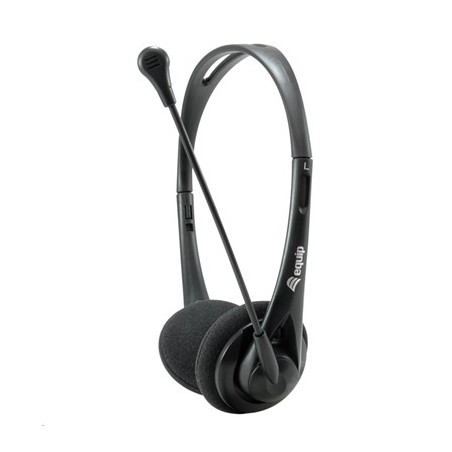 CUFFIA CON MICROFONO EQUIP 245302 - COL. NERO - CAVO 2MT - JACK 3.5MM